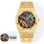OMF Swiss Clone Yellow Gold New Audemars Piguet Royal Oak Offshore Skeleton Dial 3132 Watch 